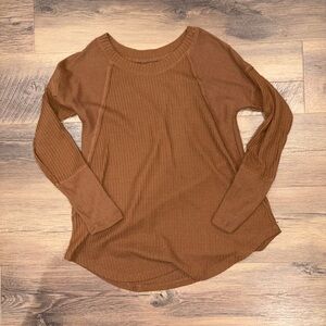 Maurices Warm Brown Long Sleeve Knit Top